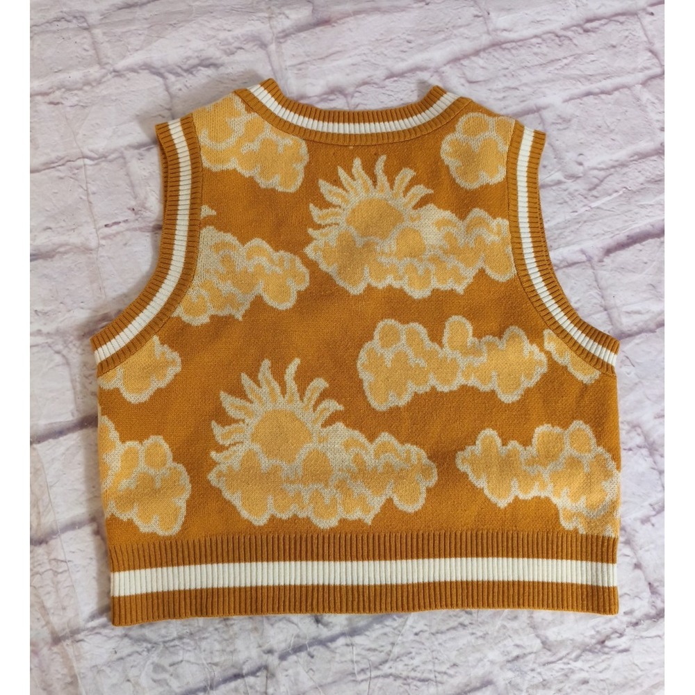 ASOS Designs Yellow Sunny Knit Pullover Cropped Sweater Vest Size 4 Preppy Cheer - Picture 3 of 6